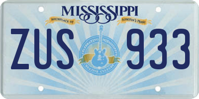 MS license plate ZUS933