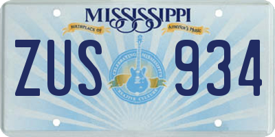 MS license plate ZUS934