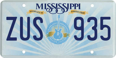 MS license plate ZUS935
