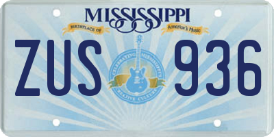 MS license plate ZUS936