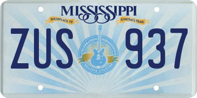 MS license plate ZUS937