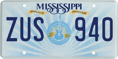 MS license plate ZUS940