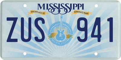 MS license plate ZUS941