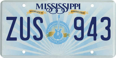 MS license plate ZUS943