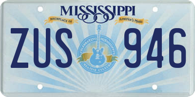 MS license plate ZUS946