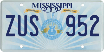 MS license plate ZUS952