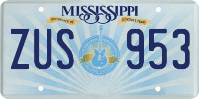 MS license plate ZUS953