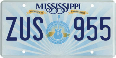MS license plate ZUS955