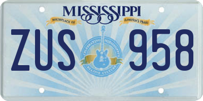 MS license plate ZUS958