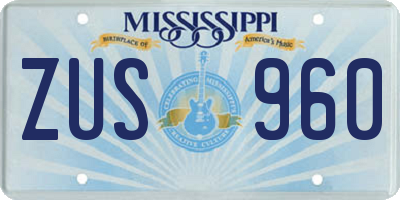 MS license plate ZUS960