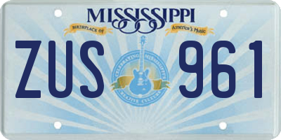 MS license plate ZUS961