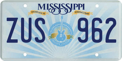 MS license plate ZUS962