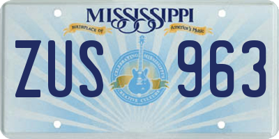 MS license plate ZUS963