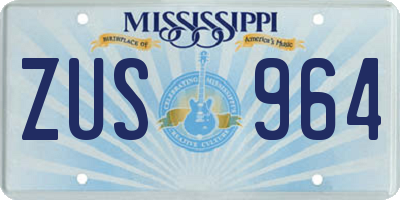MS license plate ZUS964