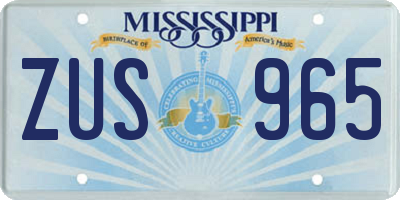 MS license plate ZUS965