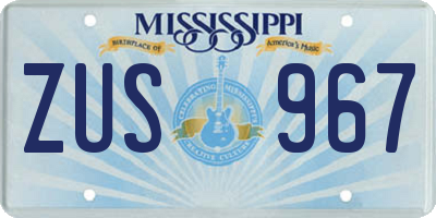 MS license plate ZUS967