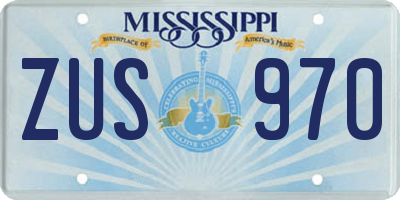 MS license plate ZUS970