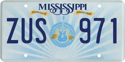 MS license plate ZUS971