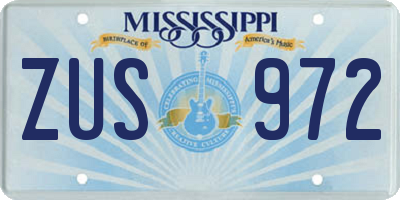MS license plate ZUS972