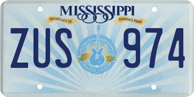 MS license plate ZUS974