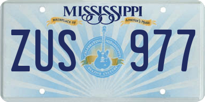 MS license plate ZUS977