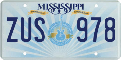 MS license plate ZUS978