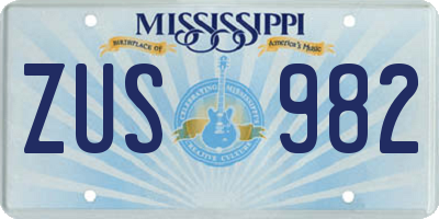 MS license plate ZUS982