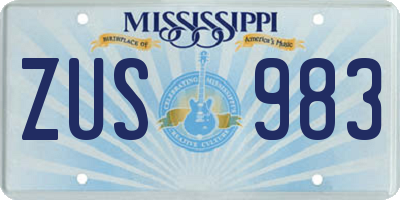 MS license plate ZUS983