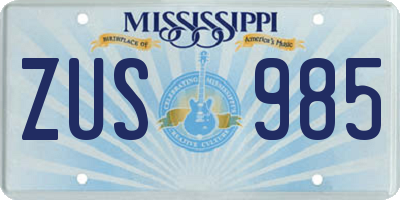 MS license plate ZUS985