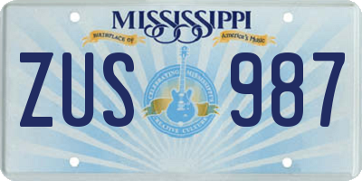 MS license plate ZUS987