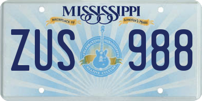 MS license plate ZUS988