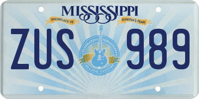 MS license plate ZUS989