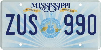 MS license plate ZUS990