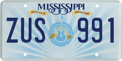 MS license plate ZUS991