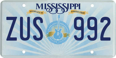 MS license plate ZUS992