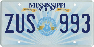 MS license plate ZUS993