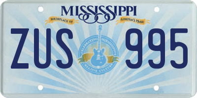 MS license plate ZUS995