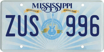 MS license plate ZUS996