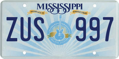 MS license plate ZUS997