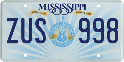 MS license plate ZUS998