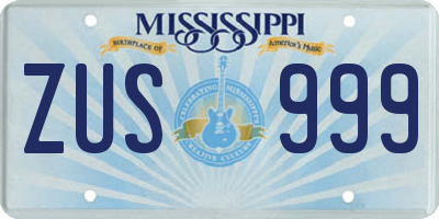 MS license plate ZUS999