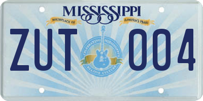 MS license plate ZUT004
