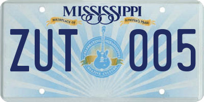 MS license plate ZUT005