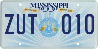 MS license plate ZUT010