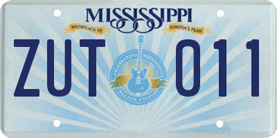 MS license plate ZUT011