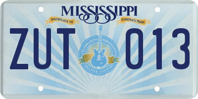 MS license plate ZUT013