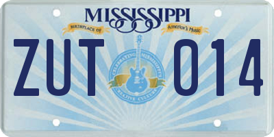 MS license plate ZUT014