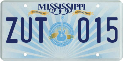 MS license plate ZUT015