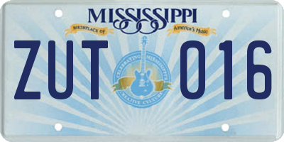 MS license plate ZUT016