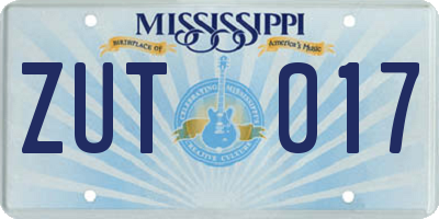 MS license plate ZUT017